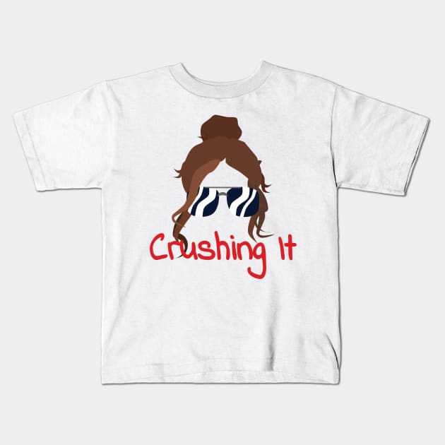 Messy Bun Crushing It Kids T-Shirt by jw608